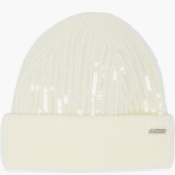 NWT Steve Madden Acrylic Ivory Sequin Beanie - Picture 8 of 8